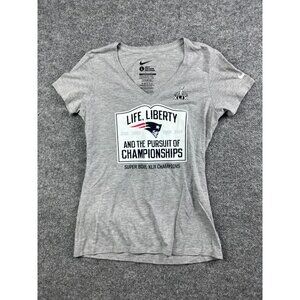 Nike New England Patriots T Shirt Women's Large Gray Slim Fit NFL